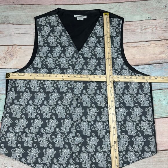 Daniel Ellissa Mens Large 46" Paisley Vest Black Gray White Formal Dress - Picture 4 of 5